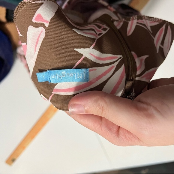 J. Mclaughlin Sophia Catalina Cloth Sheath Dress Brown Pink Bamboo Large K - Picture 4 of 7